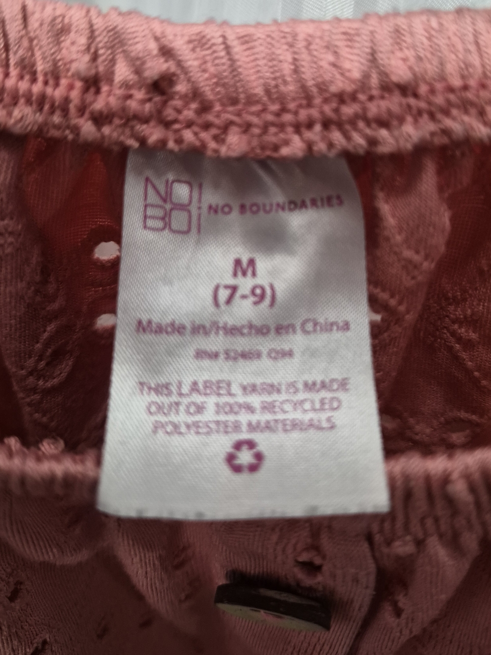 Pink Eyelet Button-Front Blouse with Drawstring Hem Size Small - Picture 4 of 7